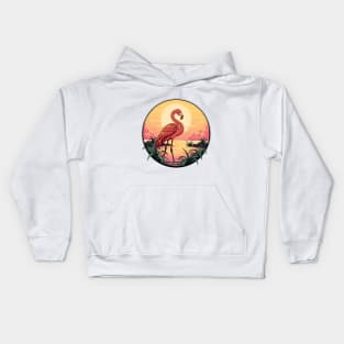 sunset flamingos Kids Hoodie